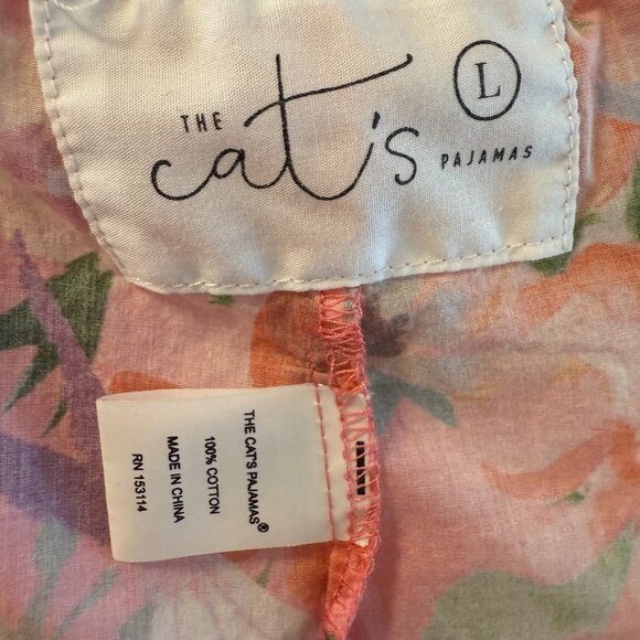 The Cat's Pajamas NEW Spring Fling Voile Capri Pink Floral Cotton PJ Set size L - Picture 6 of 6